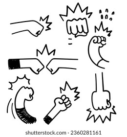 hand drawn doodle fist and fight related icon illustration vector