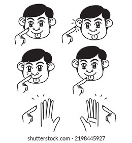 Hand Drawn Doodle Five Senses Vector Icon Illustration Set