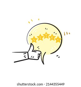Hand Drawn Doodle Five Star Feedback Customer Review Illustration Icon
