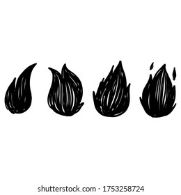 hand drawn doodle flame illustration vector isolated