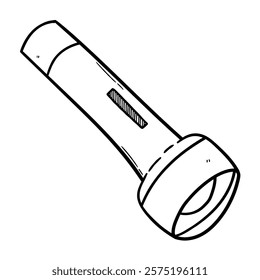 Hand drawn doodle flashlight isolated on white background. Vector illustration.