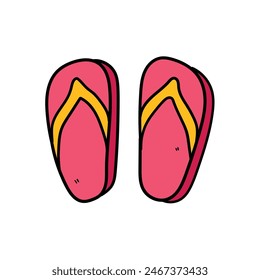 Hand drawn doodle flip-flops isolated on white background. Vector illustration.