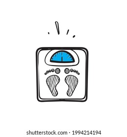 hand drawn doodle floor scale body weighting illustration vector