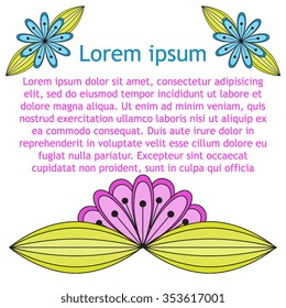 Hand drawn doodle floral border. Abstract zentangle background. Mehndi Indian east henna design. Good for card, invitation, wedding, t-shirt, bag, cover, brochure, flyer, calendar. Vector illustration
