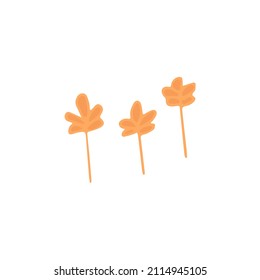 Hand drawn doodle floral element,  colored abstract plant for decoration, isolated vector illustration