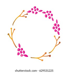 Hand drawn Doodle Floral Frame. Wreath. Sketchy style.