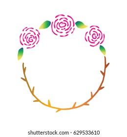 Hand drawn Doodle Floral Frame. Wreath. Sketchy style.