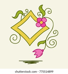 hand drawn doodle floral frame
