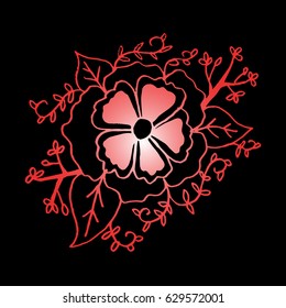 Hand drawn doodle floral illustration.  Page for coloring book: very interesting and relaxing job for children and adults. 