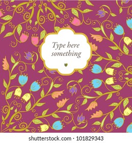 Hand drawn doodle floral ornamental background in bright colors.