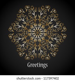 Hand drawn doodle floral ornamental snowflake.