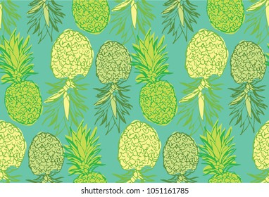 Hand drawn doodle floral pattern. Palm leaves