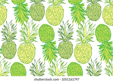 Hand drawn doodle floral pattern. Palm leaves