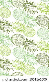 Hand drawn doodle floral pattern. Palm leaves
