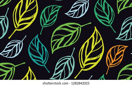 Hand drawn doodle floral pattern background textile texture fabric