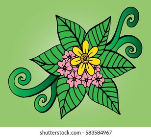 Hand drawn doodle floral pattern 