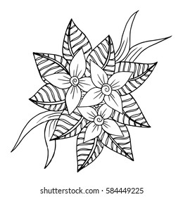 Hand drawn doodle floral pattern 