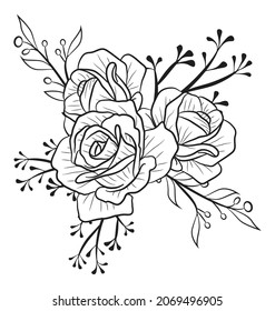 Hand drawn Doodle Floral Wreath Decorative Ornament for Border Card Invitation