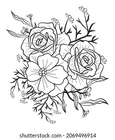 Hand drawn Doodle Floral Wreath Decorative Ornament for Border Card Invitation