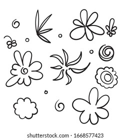 hand drawn doodle flower element collection illustration vector