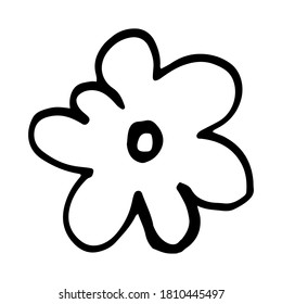 Hand drawn doodle flower head illustration. Simple floral element isolated on white background