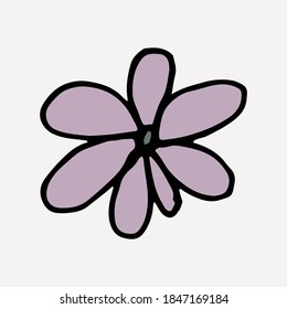 Hand drawn doodle flower head illustration. Simple floral element isolated on white background