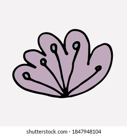 Hand drawn doodle flower head illustration. Simple floral element isolated on white background