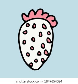 Hand drawn doodle flower head illustration. Simple floral element isolated on blue background