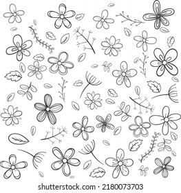 Hand drawn doodle flower icons
