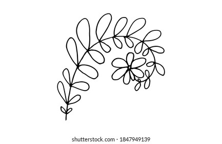 Hand drawn doodle flower illustration. Simple floral element isolated on white background