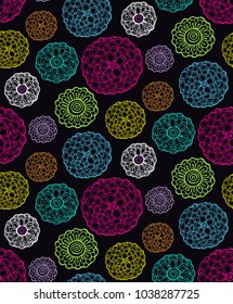 Hand drawn doodle flower pattern. Summer flower and leaf