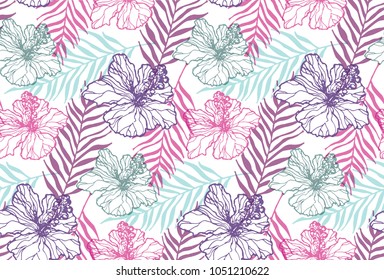 Hand drawn doodle flower pattern