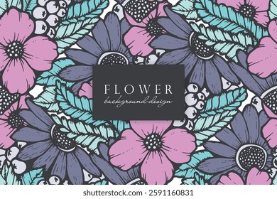 Hand drawn doodle flower seamless pattern. Floral background.