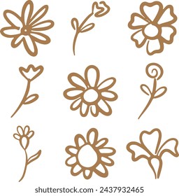 Hand drawn doodle Flower set	