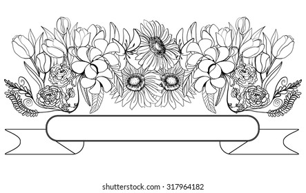 hand drawn and doodle flowers 