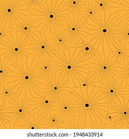 Hand drawn doodle flowers background. Seamless pattern for fabric, textile. Blooming floral vector Illustration.