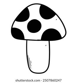 Handgezeichnete Doodle-Fliege, Agar, einzeln auf weißem Hintergrund. Vektorgrafik.