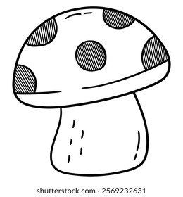 Hand drawn doodle fly agaric mushroom isolated on white background. Vector illustration.