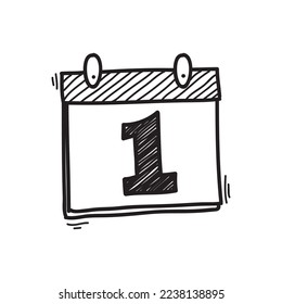 hand drawn doodle folding calendar with cartoon art style vector isolated