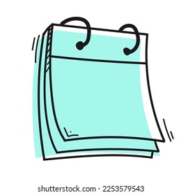 hand drawn doodle folding calendar with cartoon art style vector isolated
