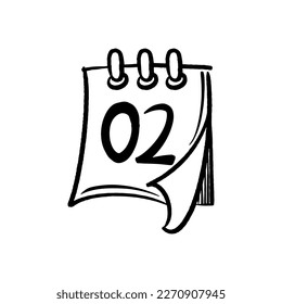 hand drawn doodle folding calendar with cartoon art style vector isolated