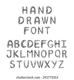 Hand drawn doodle font. Cute letters for cards, prints and children goods.