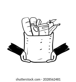 hand drawn doodle food donation icon illustration isolated