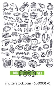 Hand drawn doodle food illustration. Healthy food
