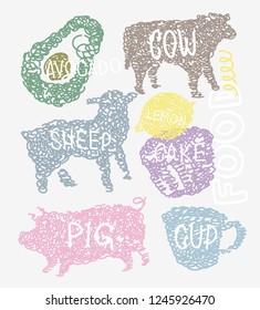 Hand drawn doodle food set - menu bar