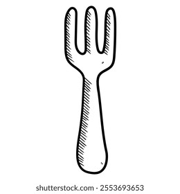 Hand drawn doodle fork isolated on white background. Vector illustration.
