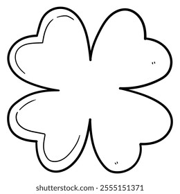 Hand drawn doodle four leaf clover isolated on white background. Vector illustration.