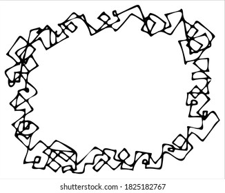 Hand drawn doodle frame. Black vector illustration on white background.