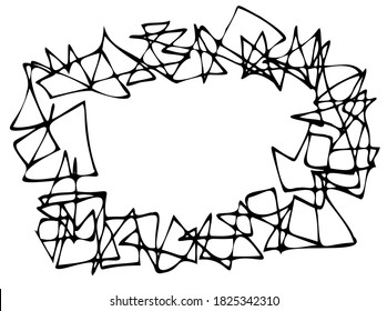 Handgezeichneter Doodle-Rahmen. Schwarze Vektorgrafik auf weißem Hintergrund.