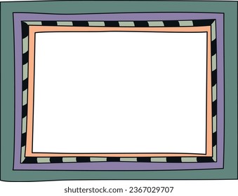 Hand drawn doodle frame in childish style. Vector illustration isolated on white background